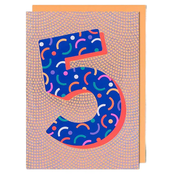 Pigment Ping Large Purple 5th Birthday Greeting Card (13 x 17.6 cm)