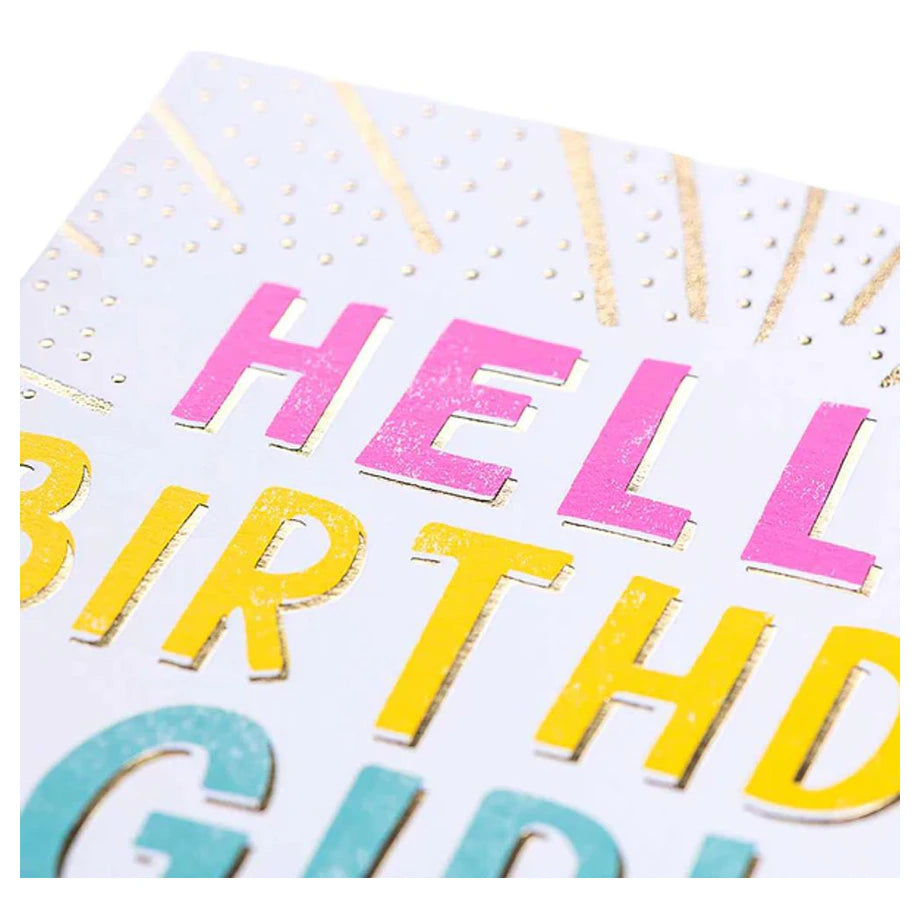 Pigment Brights Hello Birthday Girl Greeting Card (16 x 17.6 cm)