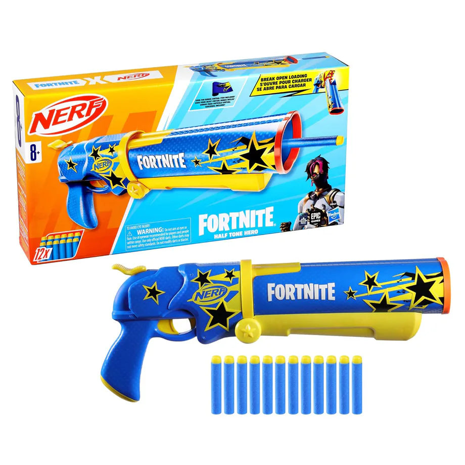 Nerf Fortnite Half Tone Hero Dart Blaster with 12 Darts