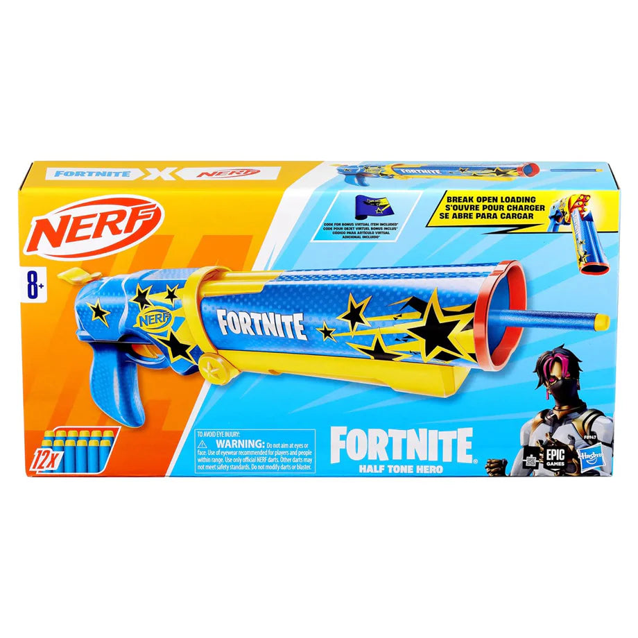 Nerf Fortnite Half Tone Hero Dart Blaster with 12 Darts