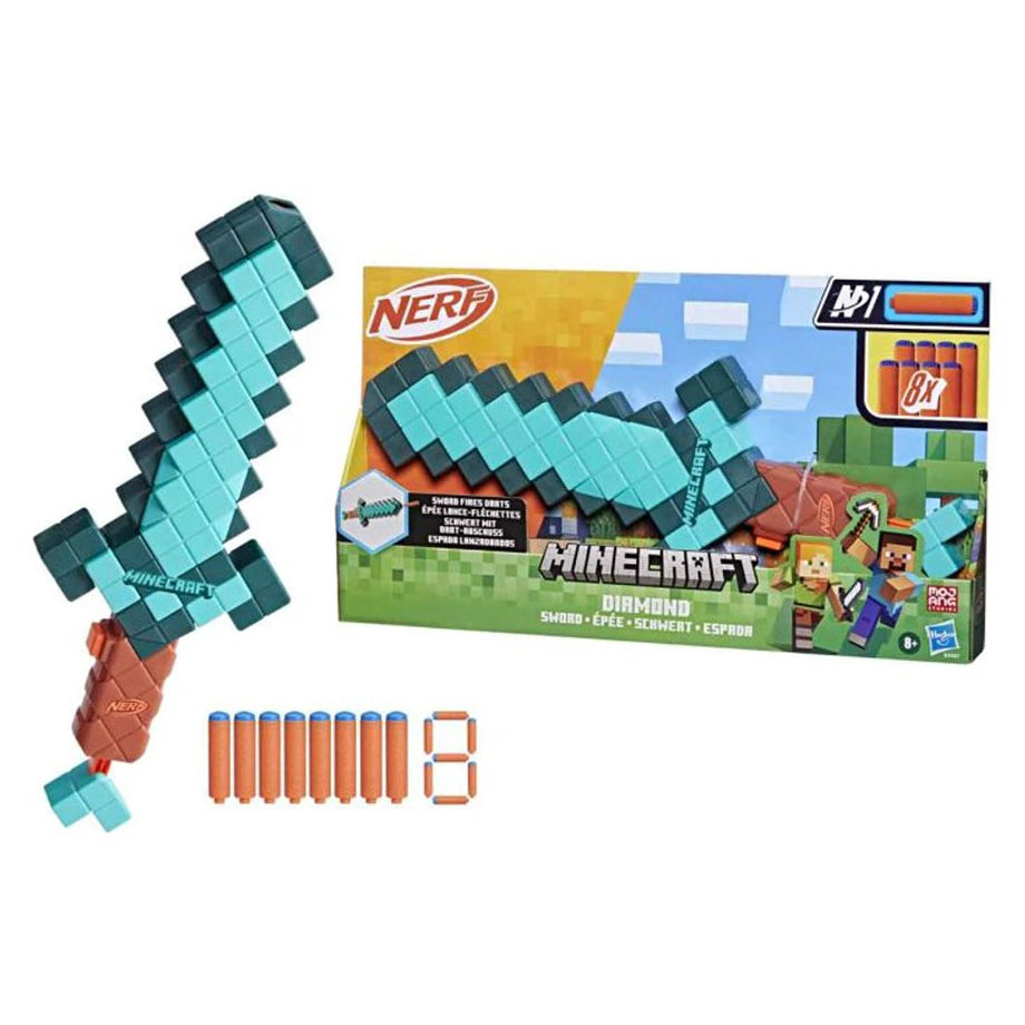 Nerf Minecraft Diamond Sword Dart Blaster with 8 Darts