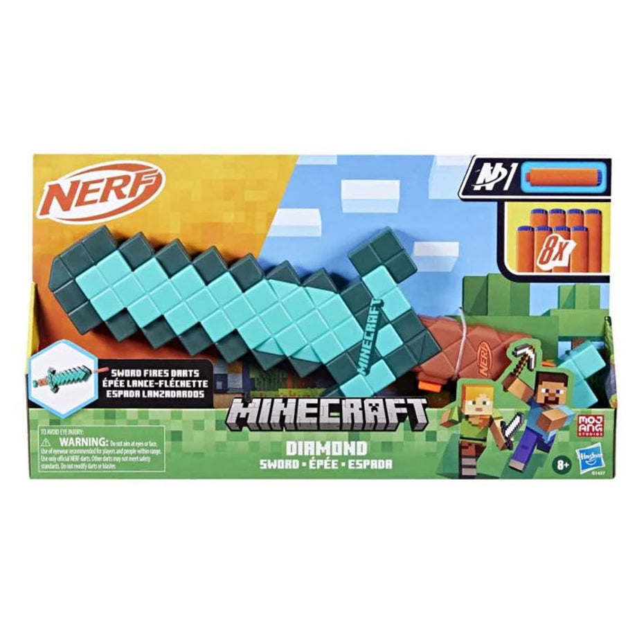 Nerf Minecraft Diamond Sword Dart Blaster with 8 Darts