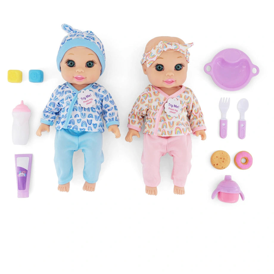 Baby Maziuna Little Darlings Feed & Giggle Twins Interactive Baby Dolls Playset (30.48 cm)
