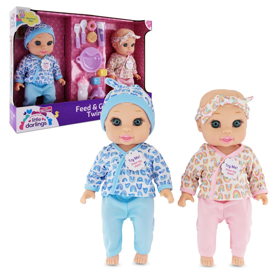 Baby Maziuna Little Darlings Feed & Giggle Twins Interactive Baby Dolls Playset (30.48 cm)