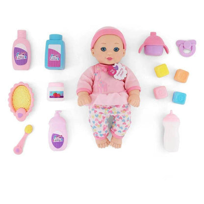 Baby Maziuna Little Darlings Nurture & Care Interactive Baby Doll Playset (27.9 cm, 16 Pieces)