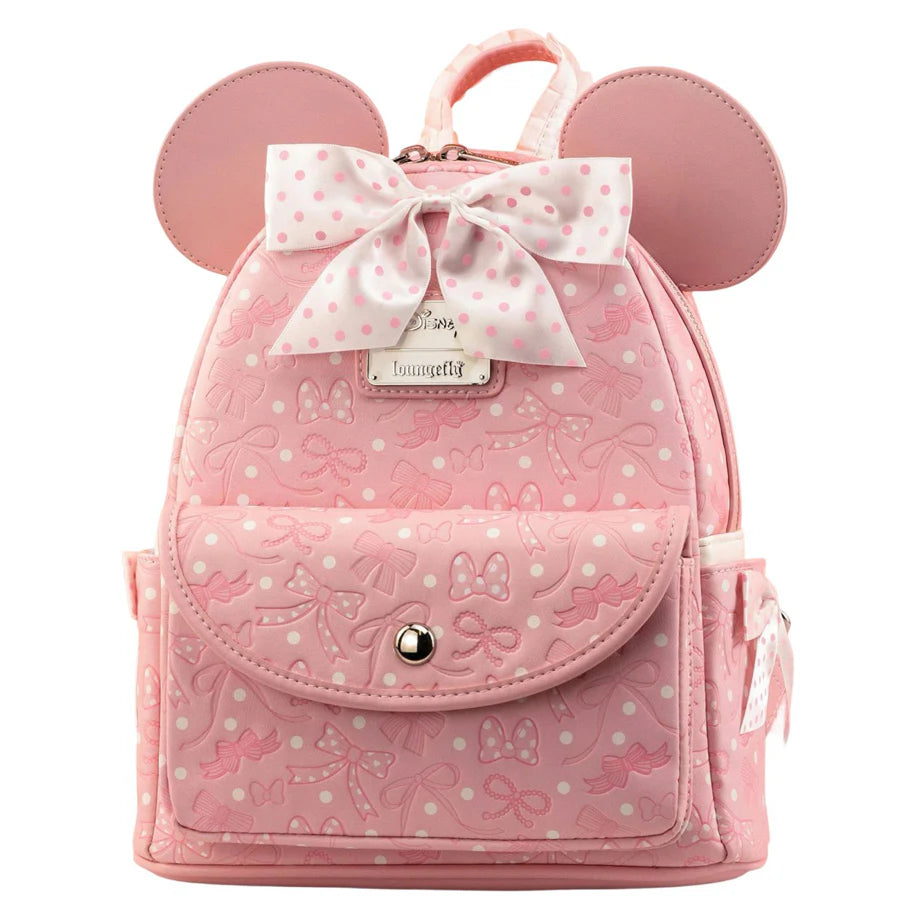 Loungefly x Funko POP! Disney Minnie Mouse Debossed Bows and Polka Dot Bow Mini Backpack (22.86 x 11.43 x 26.67 cm)