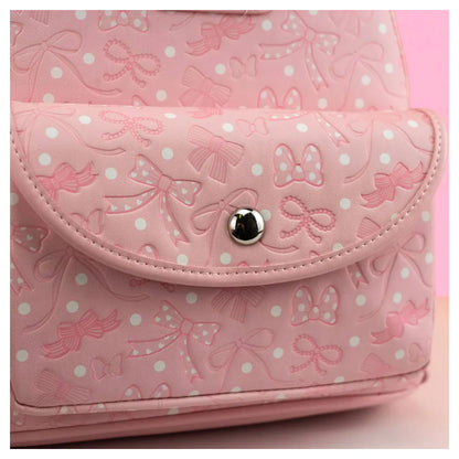 Loungefly x Funko POP! Disney Minnie Mouse Debossed Bows and Polka Dot Bow Mini Backpack (22.86 x 11.43 x 26.67 cm)
