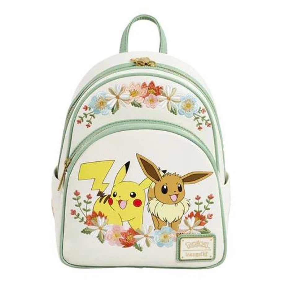 Loungefly x Funko POP! Pokémon Pikachu and Eevee Floral Mini Backpack (22.86 x 11.43 x 26.67 cm)