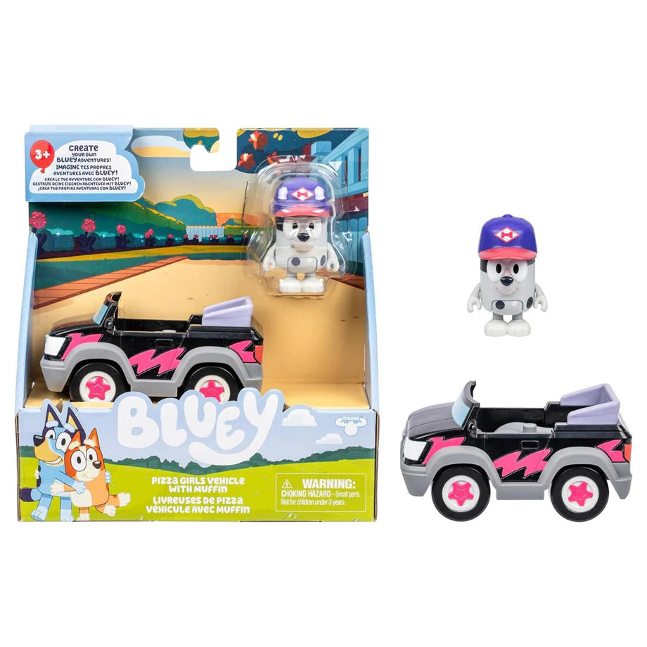 Bluey Pizza Girls Vehicle with Muffin Figure (6 cm)