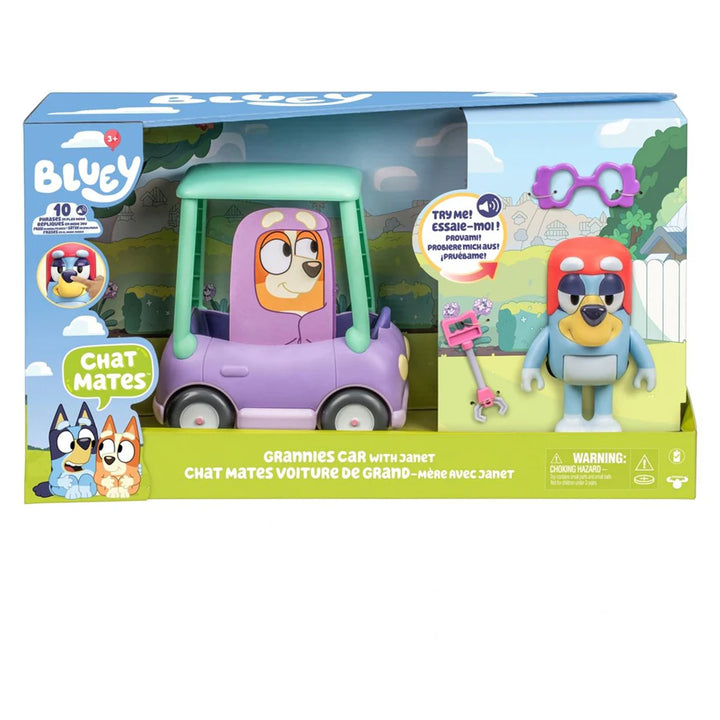 Bluey Chat Mates Grannies Car with Janet Playset (14 cm)