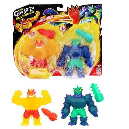 Heroes of Goo Jit Zu Meteor Madness Series 13 Flame Blazagon vs Cacticus Versus Pack (12 cm, Pack of 2)