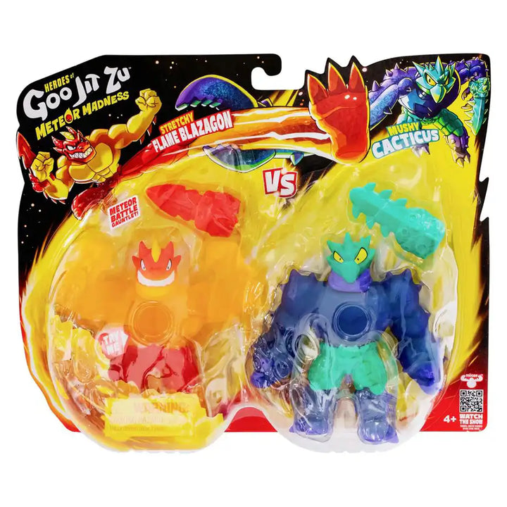 Heroes of Goo Jit Zu Meteor Madness Series 13 Flame Blazagon vs Cacticus Versus Pack (12 cm, Pack of 2)