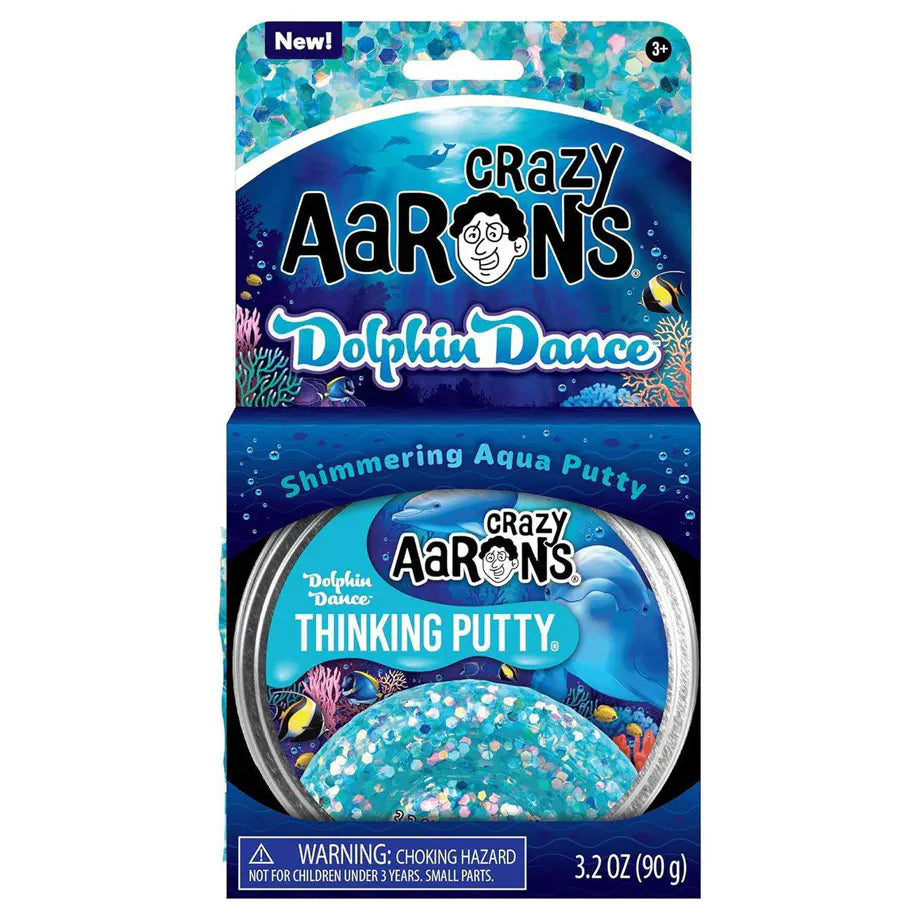 Crazy Aaron's Dolphin Dance Shimmering Aqua Putty Thinking Putty Tin (90 g)