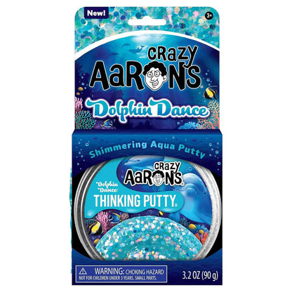 Crazy Aaron's Dolphin Dance Shimmering Aqua Putty Thinking Putty Tin (90 g)