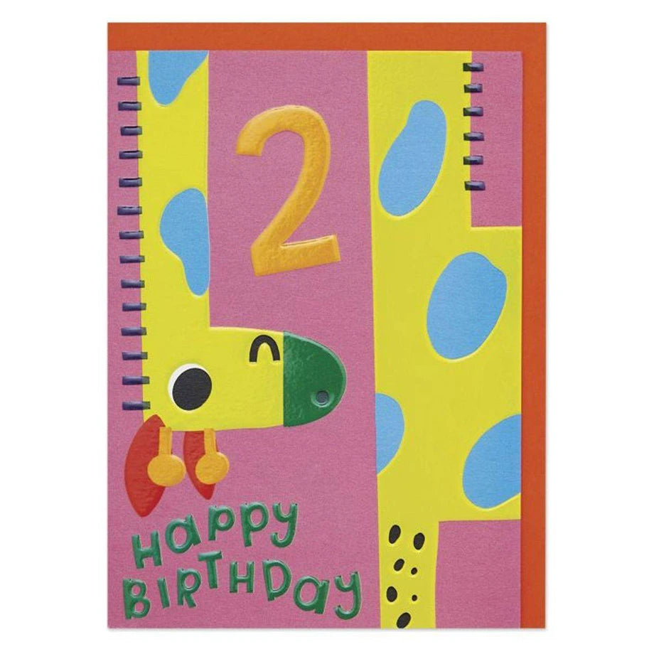 Raspberry Blossom Zoopa Doopa Giraffe 2Nd Birthday Greeting Card (12.5 X 17.2 Cm)