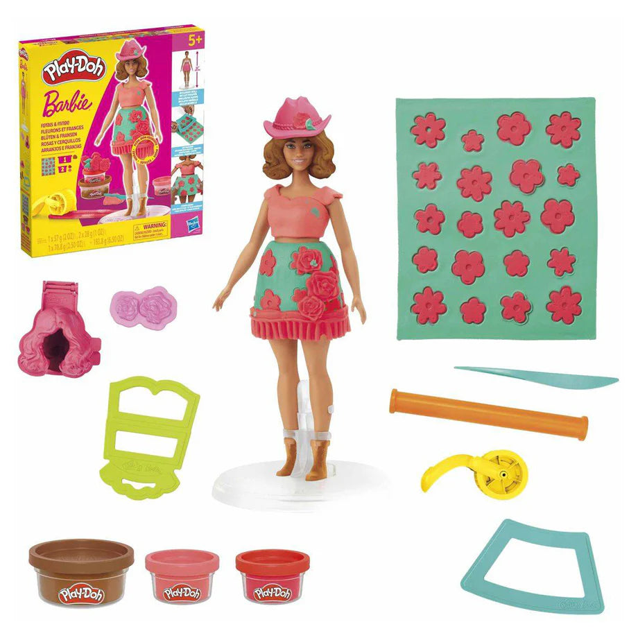 Play-Doh Barbie Florals & Fringe Doll Set (28 cm, 183.8 g)