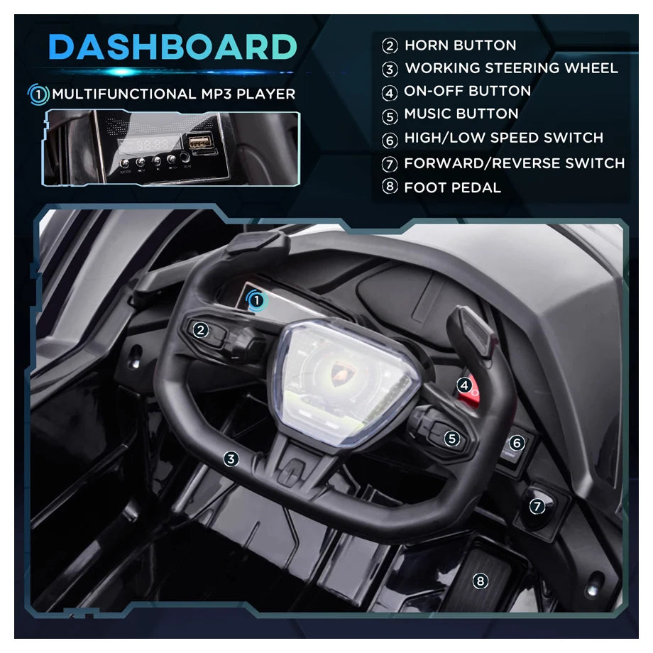 Lamborghini Vision Gran Turismo Electric Ride-On Car (12V, Black)
