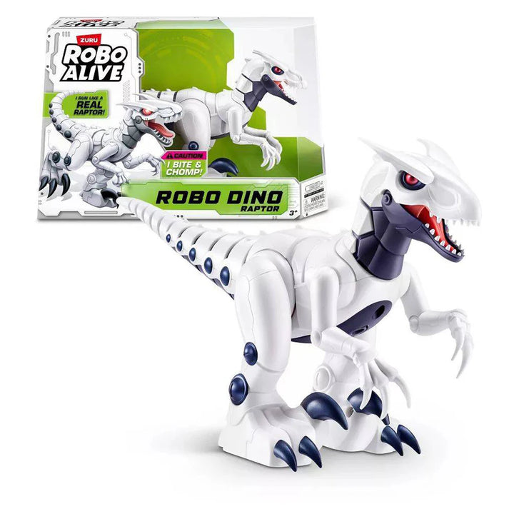 Robo Alive Dino Raptor Electronic Robot Toy (White)