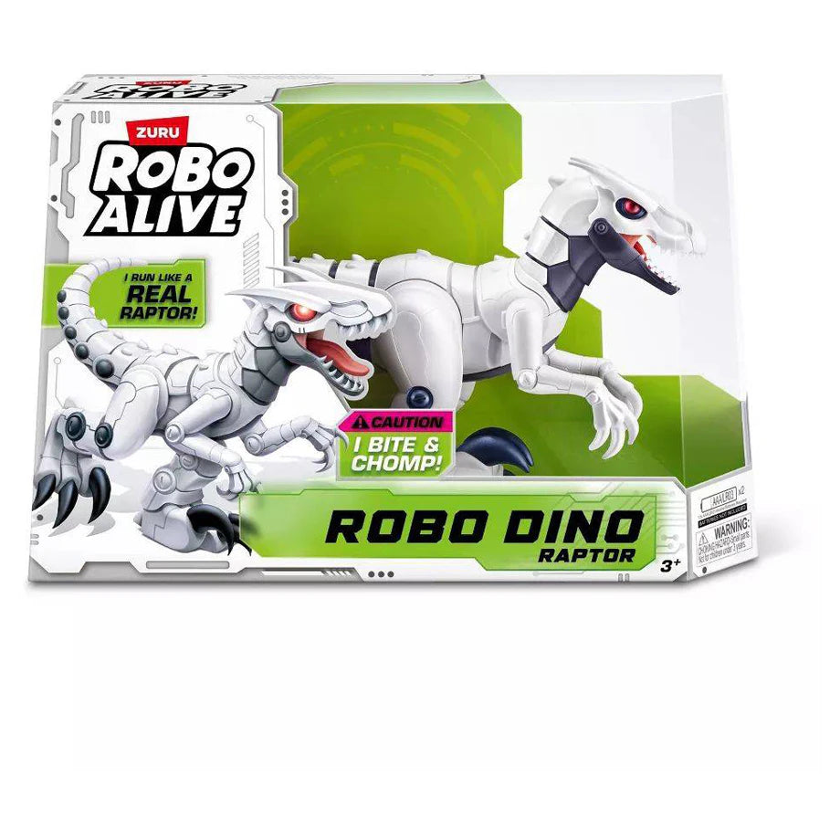 Robo Alive Dino Raptor Electronic Robot Toy (White)