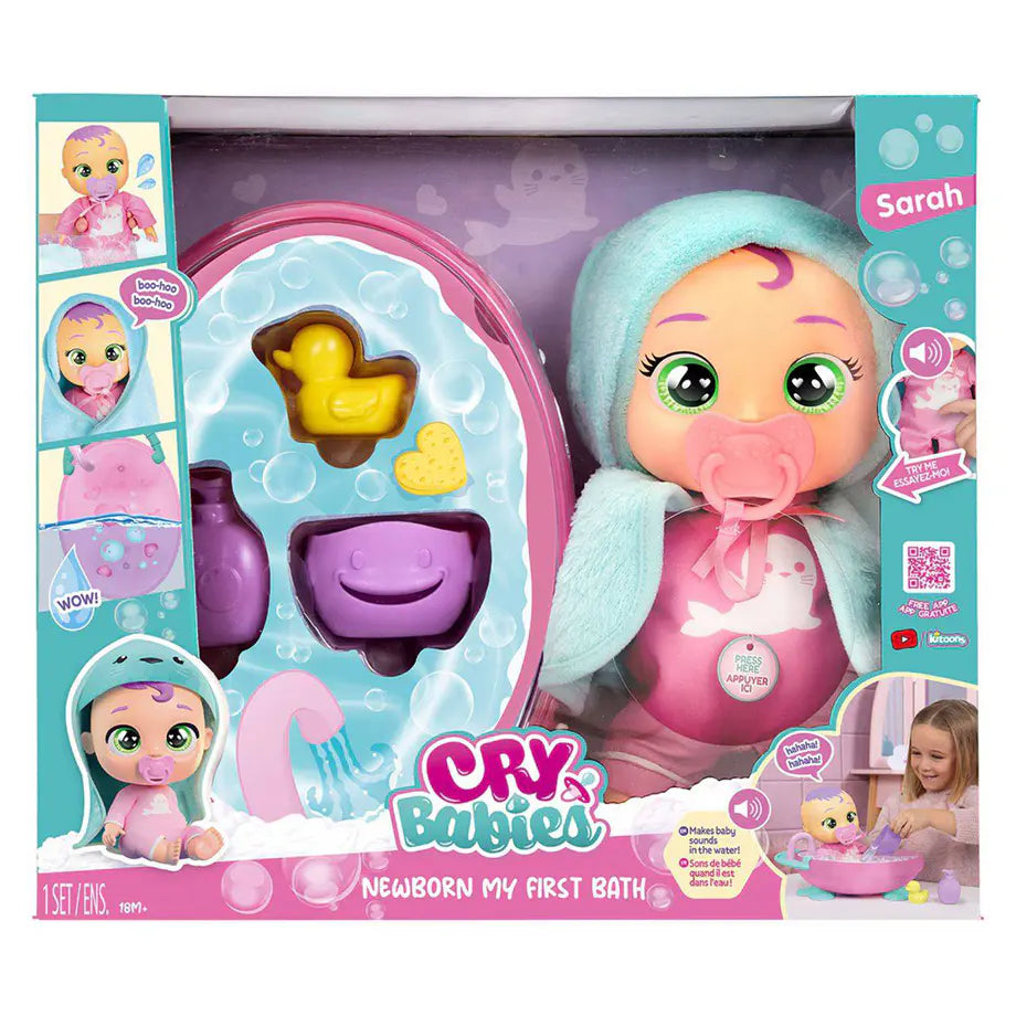 Cry Babies Newborn Sarah My First Bath Doll Playset
