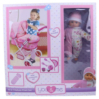 You & Me 10-In-1 Deluxe Pram Playset (10 Pieces, 14 Cm)