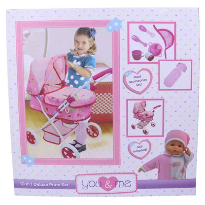 You & Me 10-In-1 Deluxe Pram Playset (10 Pieces, 14 Cm)