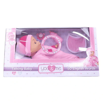 You & Me 50 English Words Talking Baby Doll (40 cm, Pink)