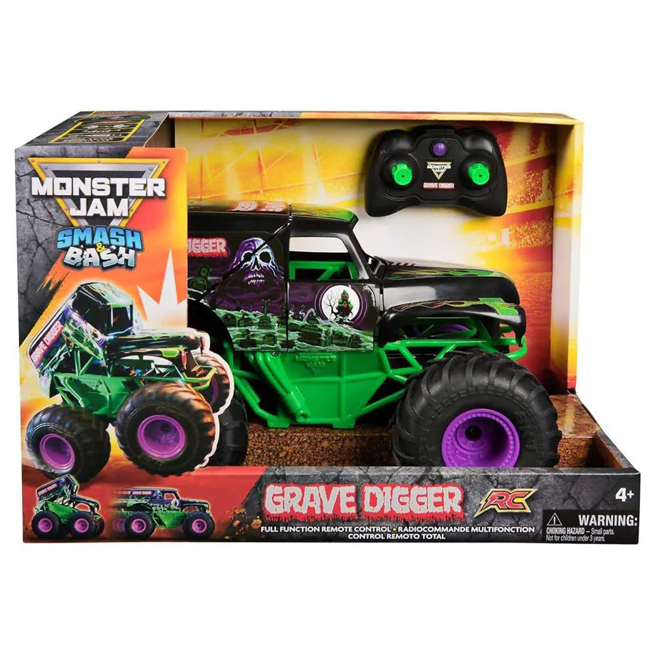 Monster Jam Smash & Bash Grave Digger RC Truck (1:15)(Black/Green/Purple)