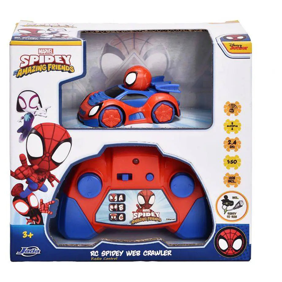 Jada Marvel Spidey and His Amazing Friends Spidey Web Crawler RC Car (1:50, Red/Blue)
