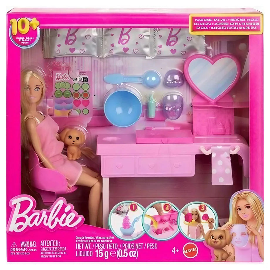Barbie Face Mask Spa Day Playset with 10+ Accessories (15 g)