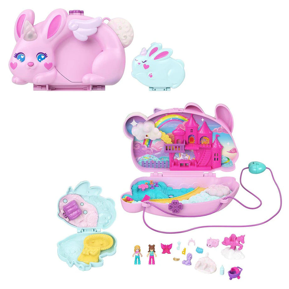 Polly Pocket 2-in-1 Bunny Fun Compact, Wearable Purse Playset