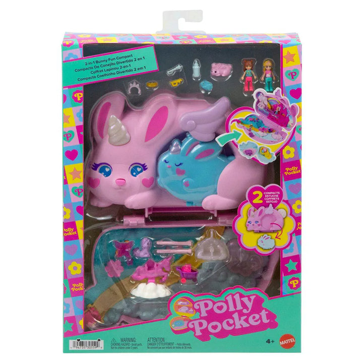 Polly Pocket 2-in-1 Bunny Fun Compact, Wearable Purse Playset