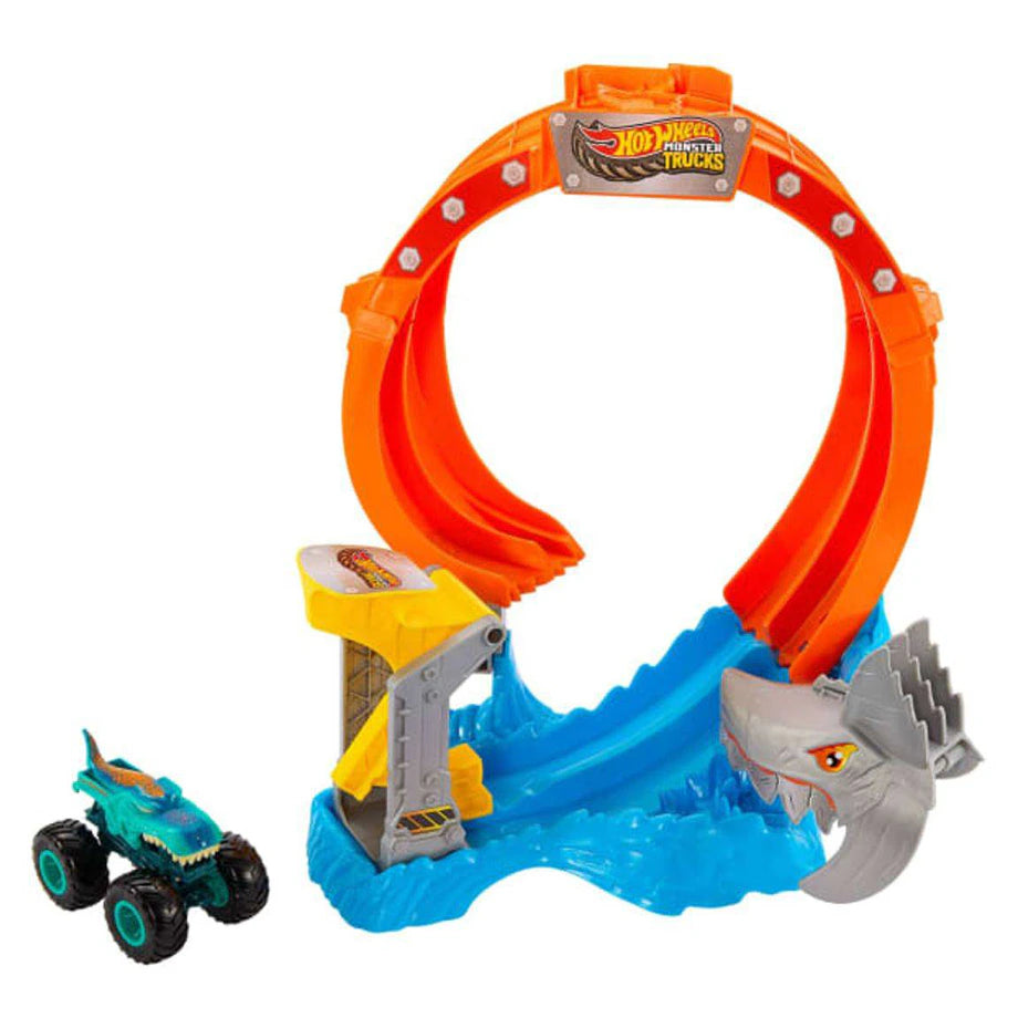 Hot Wheels Monster Trucks Spiral Shark Smash Playset
