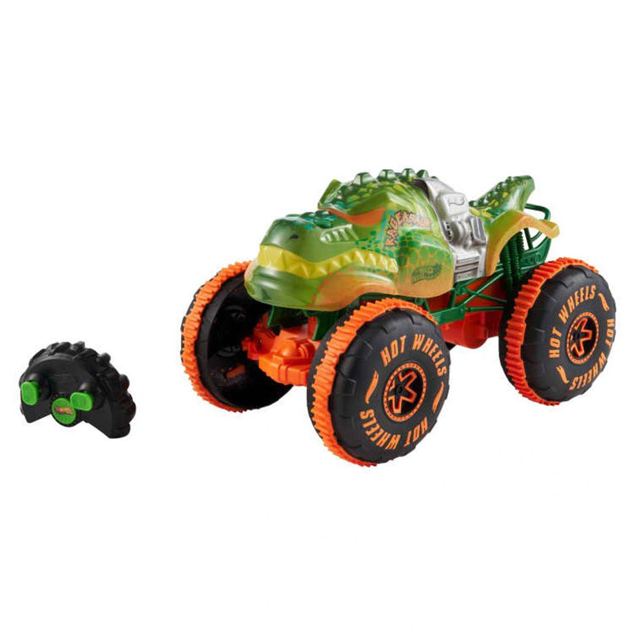 Hot Wheels Monster Trucks Sharks vs. Dinos Rageasaur RC Car (Green)