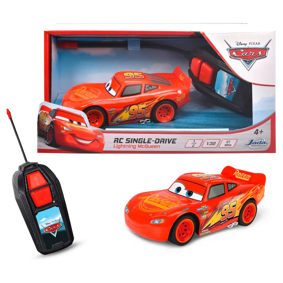 Jada Disney Pixar Cars Lightning McQueen Single Drive RC Car (1:32, Red)