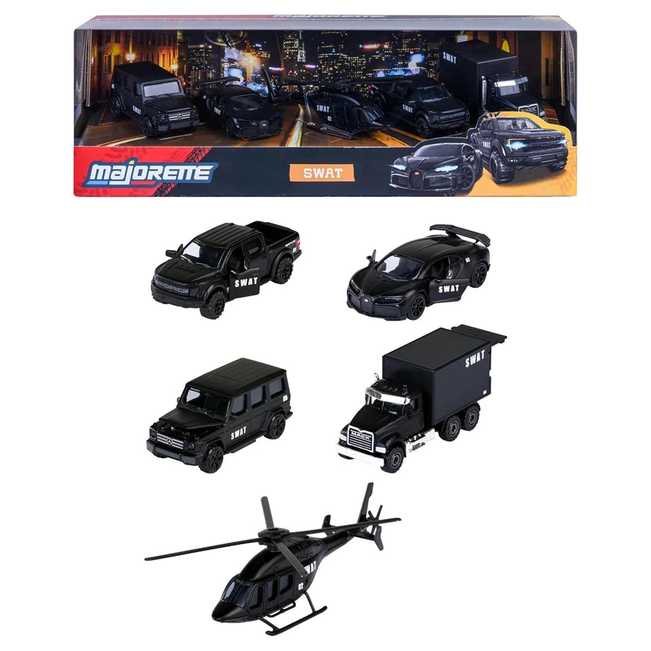 Majorette SWAT Team Die-Cast Vehicle Set (Pack of 5, Black)