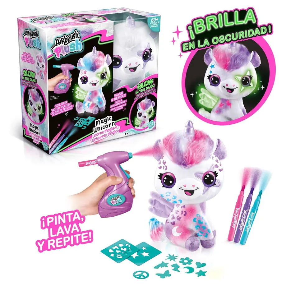 Canal Toys Magic Unicorn Glow-in-the-Dark Airbrush Plush Set (26 cm)