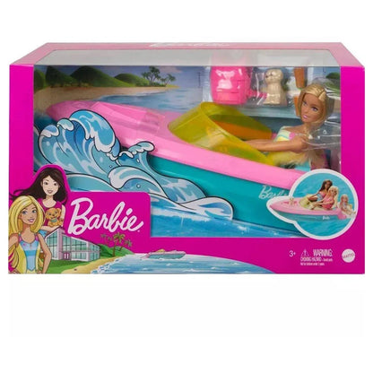 Mattel Barbie Doll & Boat Playset (Pink/Blue)