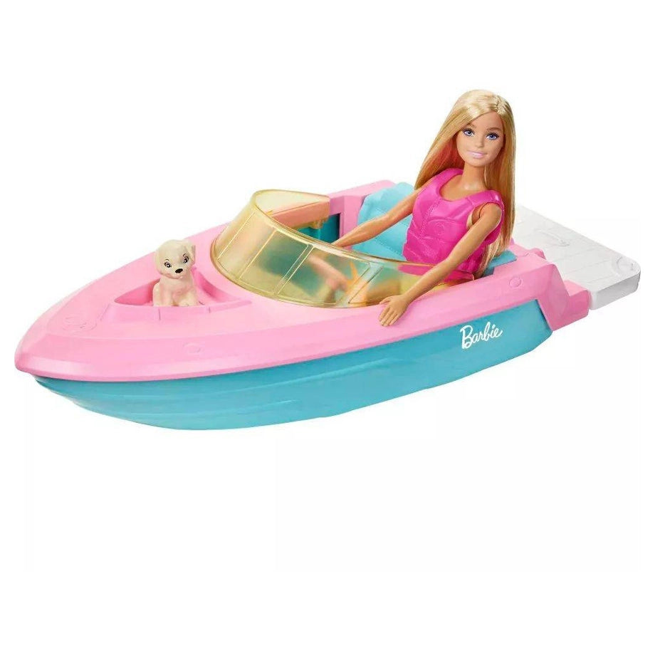 Mattel Barbie Doll & Boat Playset (Pink/Blue)
