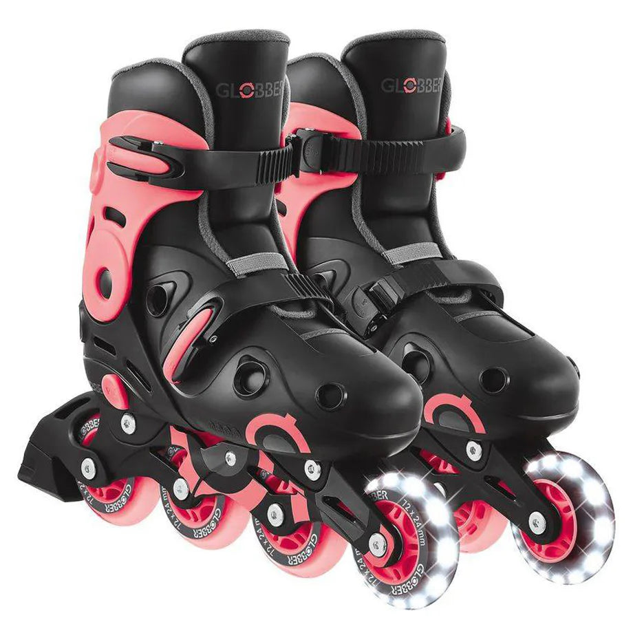 Globber Go Lights Adjustable Inline Skates (EU 34–37, Pink/Black)
