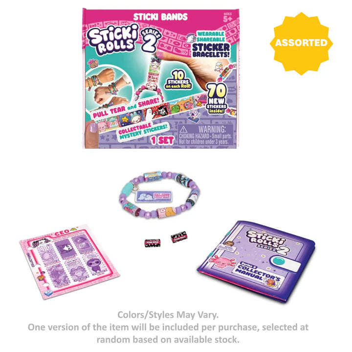 Sticki Rolls Series 2 Wearable Sticker Bracelet Sticki Bands (Assorted)