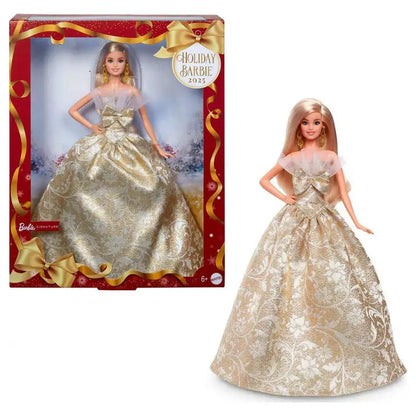 Barbie Signature 2025 Holiday Barbie in Silver & Gold Gown Blonde Doll