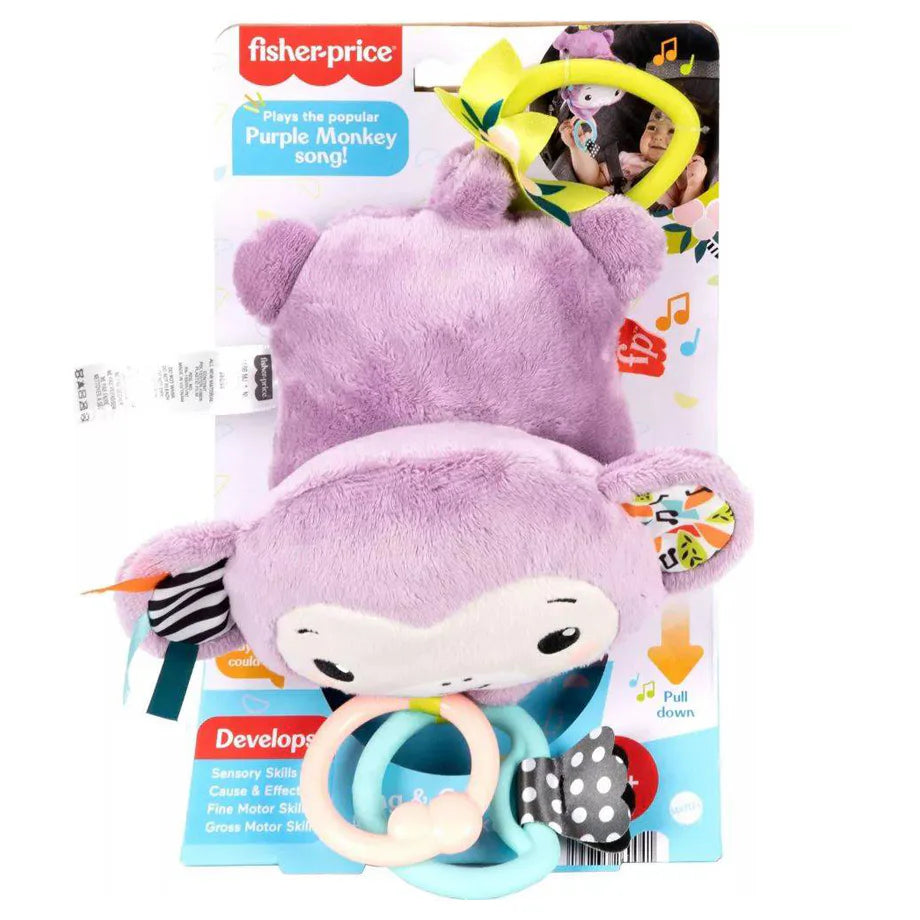 Fisher-Price Sing & Go Purple Monkey Plush Stroller Sensory Toy
