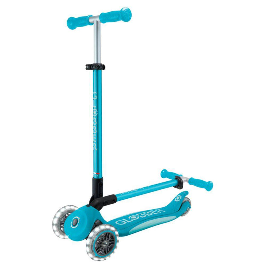 Globber Elite Lights 3-Wheel Foldable Kick Scooter (Blue)