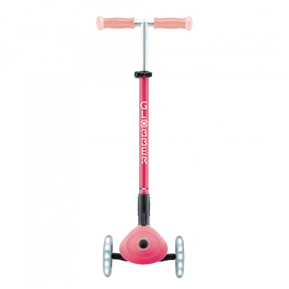 Globber Elite Lights Glow 3-Wheel Foldable Kick Scooter (Pastel Pink)