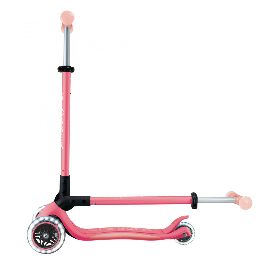 Globber Elite Lights Glow 3-Wheel Foldable Kick Scooter (Pastel Pink)