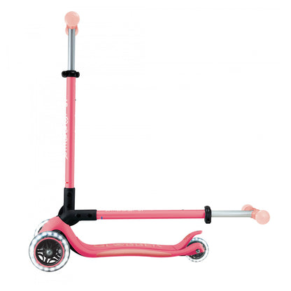 Globber Elite Lights Glow 3-Wheel Foldable Kick Scooter (Pastel Pink)