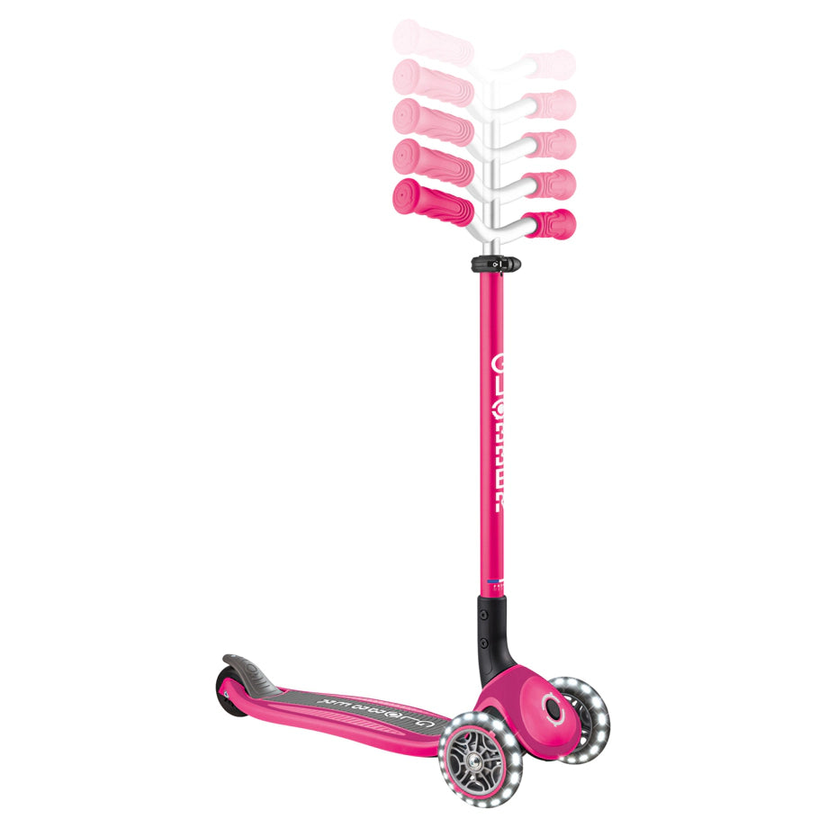 Globber Master Lights 3-Wheel Foldable Kick Scooter (Pink)