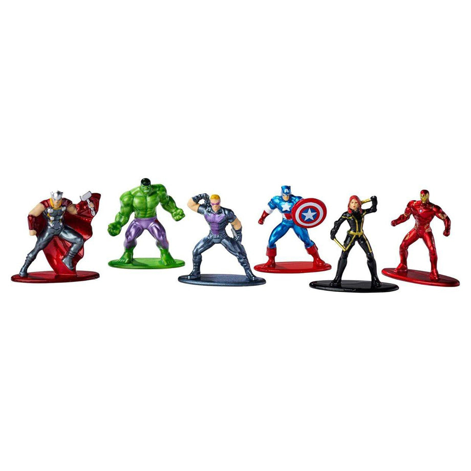 Jada Nano Metalfigs Marvel Avengers Die-cast Figure Diorama Pack (4 cm, Pack of 6)