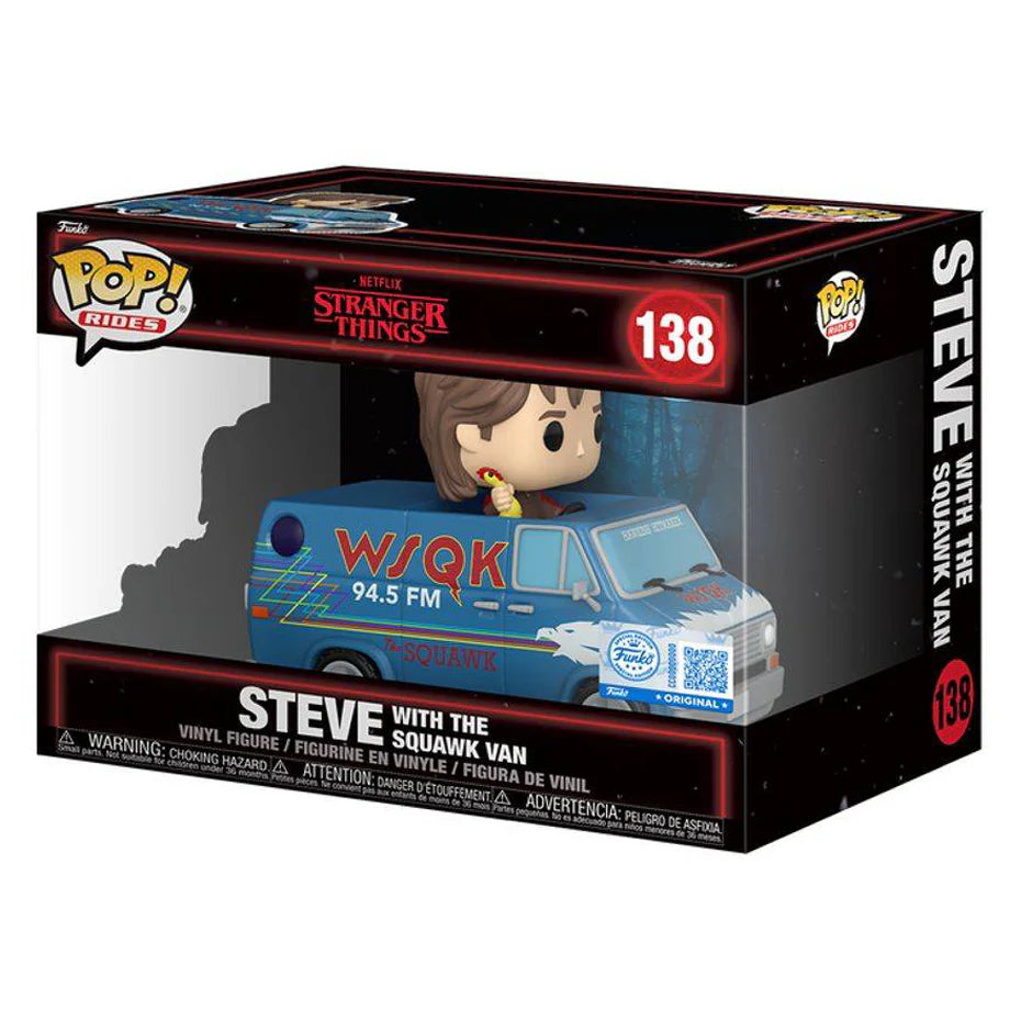 Funko POP! Rides Deluxe Stranger Things Steve with the Squawk Van Vinyl Figure (14 cm)